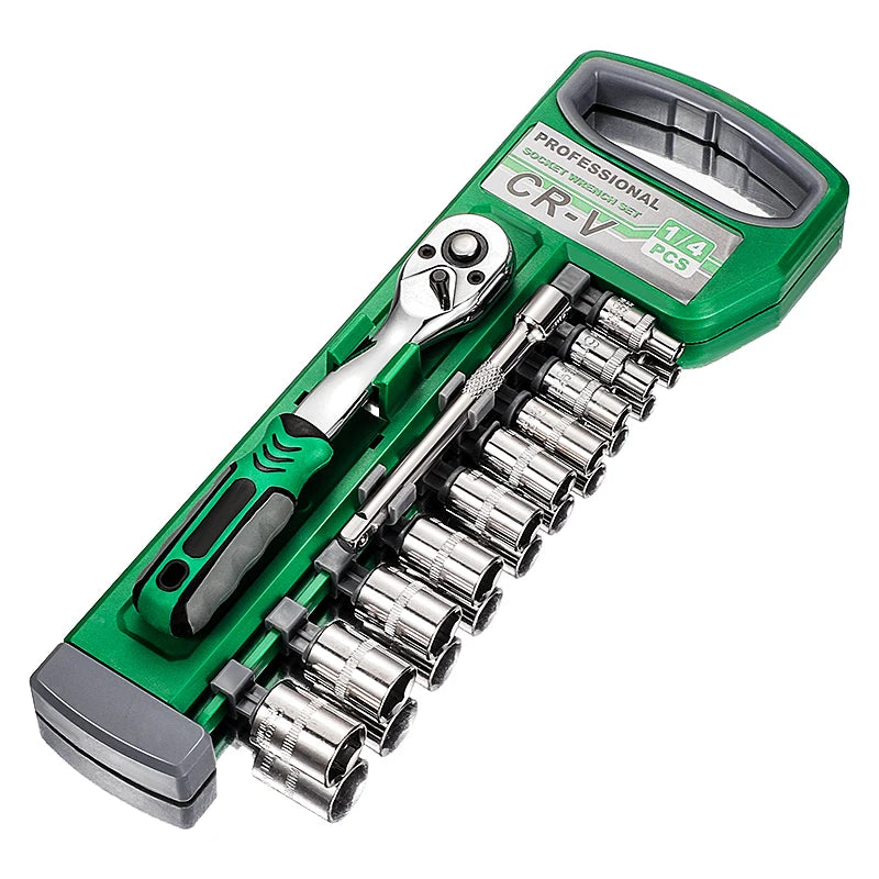 72 Tooth12 Piece Ratchet Wrench Socket Set 1/4 "-3/8" -1/2 " Quick Release Reversible Handle Used for Automotive Maintenance