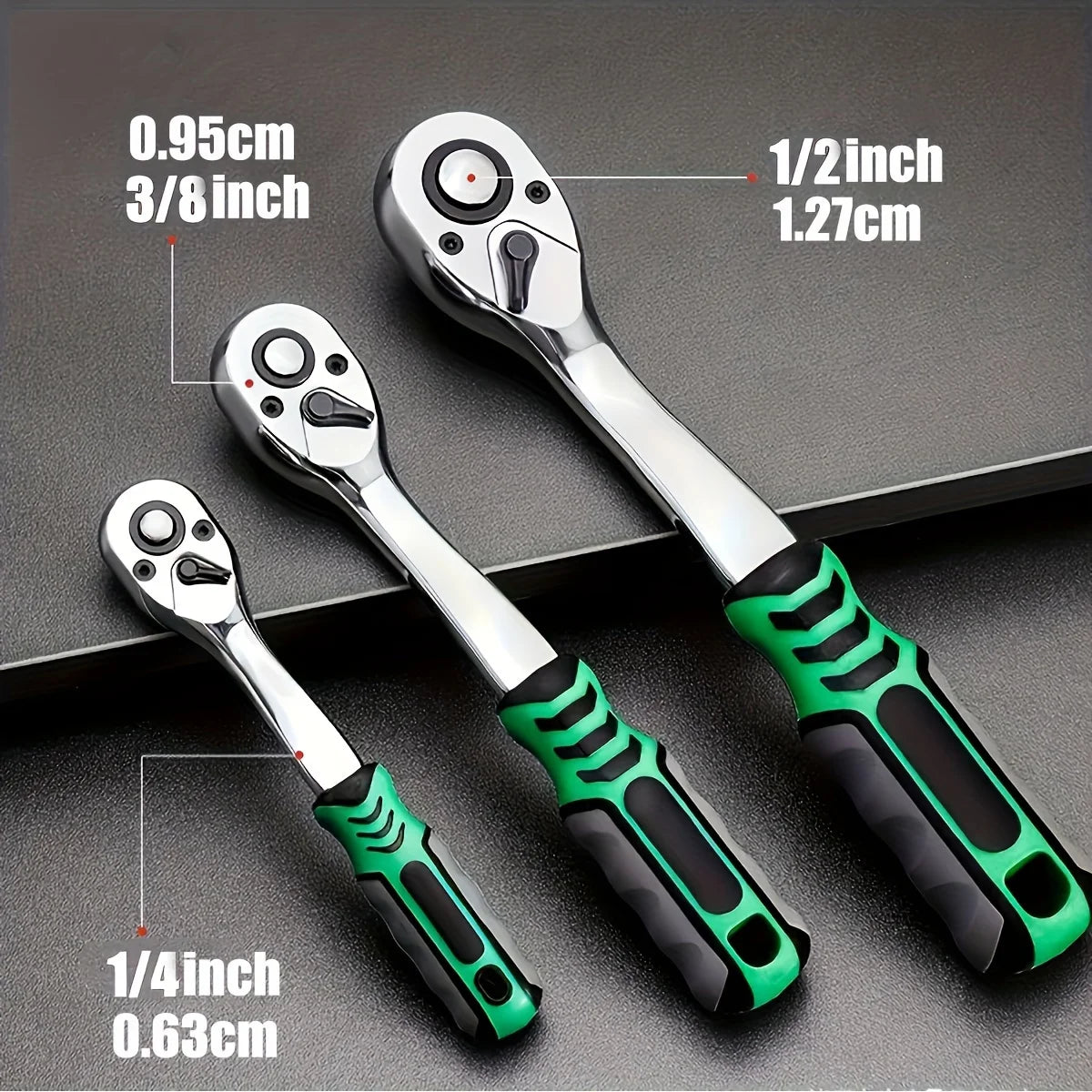 72 Tooth12 Piece Ratchet Wrench Socket Set 1/4 "-3/8" -1/2 " Quick Release Reversible Handle Used for Automotive Maintenance