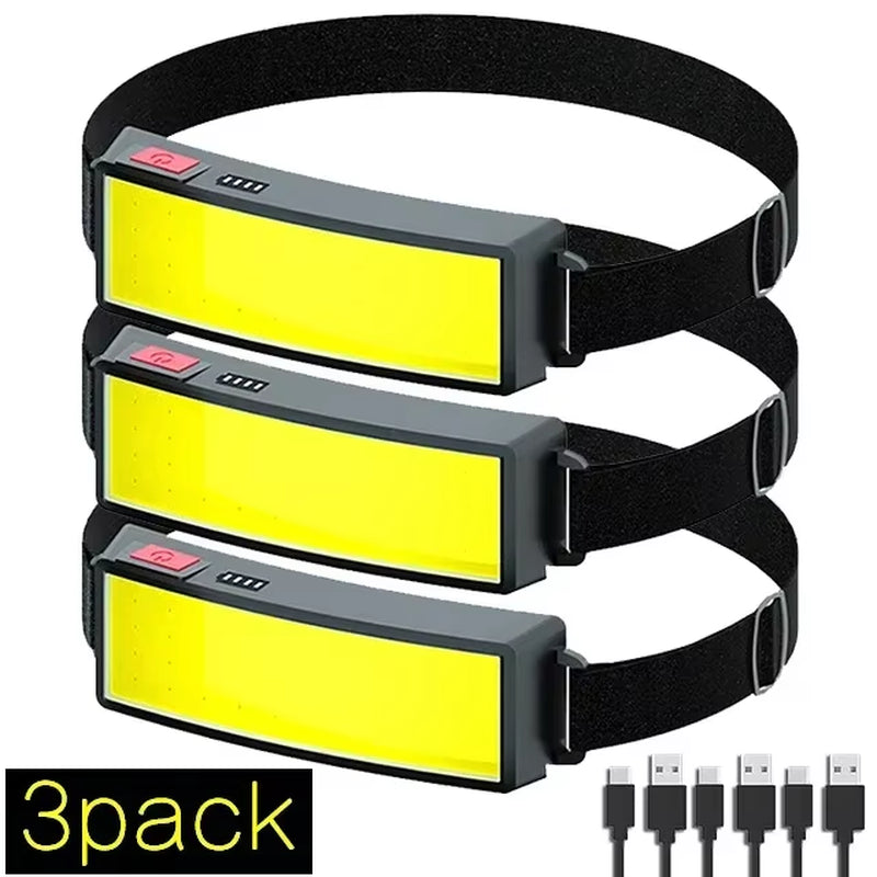 New Trend Cob Headlights Outdoor Household Portable LED Headlight with Built-In 1000Mah Battery USB Rechargeable Head Lamp