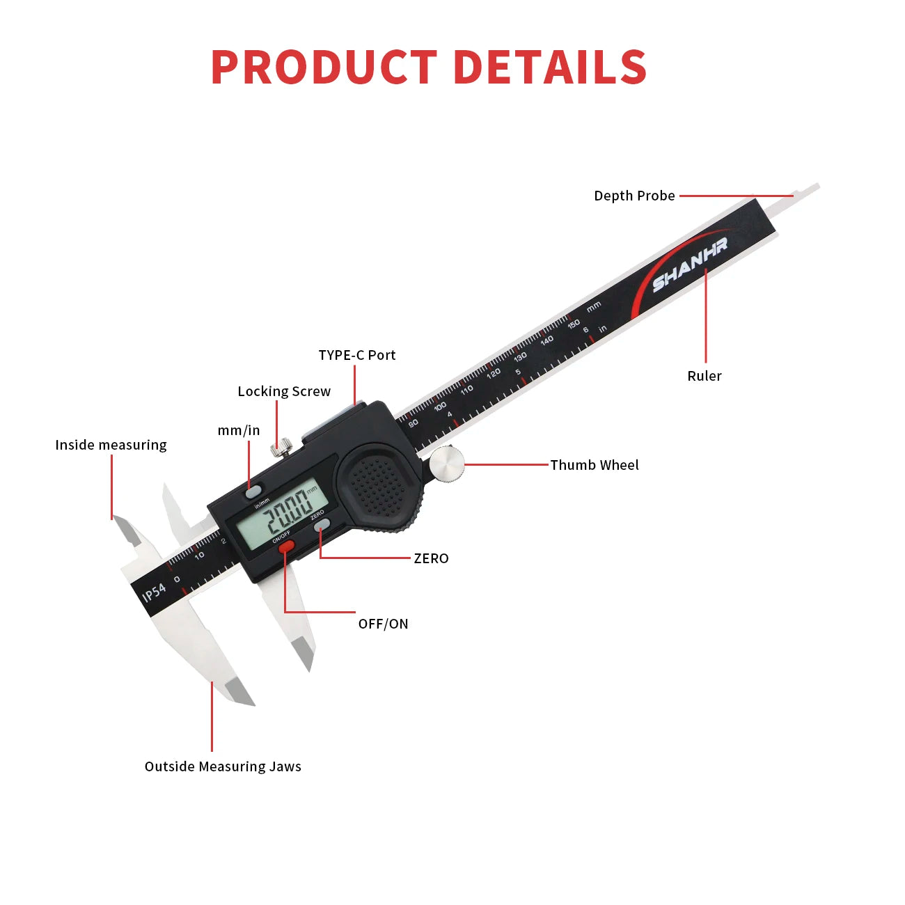 New Hardened Stainless Steel 0-150Mm Digital Caliper Vernier Caliper Micrometer Electronic Vernier Caliper Measuring Tool